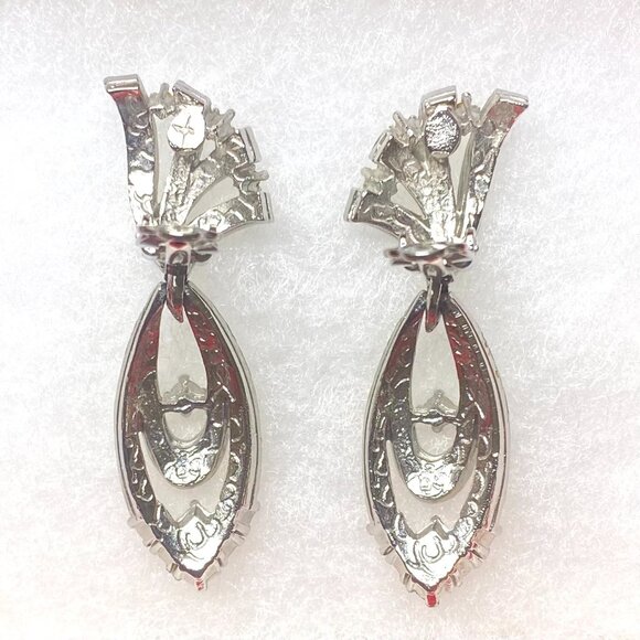 Evening/Special Occasion Clip-On Earrings Silver Tone w/Rhinestones - Picture 3 of 4